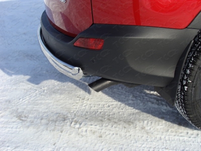 Защита заднего бампера овальная 75х42 мм ТСС для Toyota RAV4 2013-2015