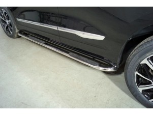 Пороги овальные гнутые с накладкой 75х42 мм для Haval Jolion 1.5 2021 – н.в. HAVJOL21-22