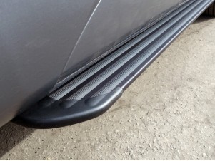Пороги алюминиевые Slim Line Black для Chevrolet Captiva № CHEVCAP12-16B